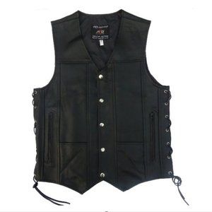 NEW AD Champs Men´s Motorcycle Vest Genuine Leather In Black Size 2XL NWT